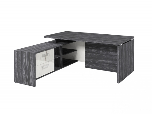 Стол с опорной тумбой FI-117L.GG Древесина Графит/Мрамор Леванто белый Стол с опорной тумбой FI-117L.GG Древесина Графит/Мрамор Леванто белый