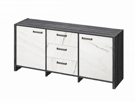 Тумба трехсекционная FB-13-01.G. Древесина Графит/Мрамор Леванто белый