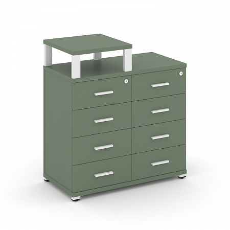 Тумба приставная c 8 ящиками и надставкой Concept CN.TSP-014 W